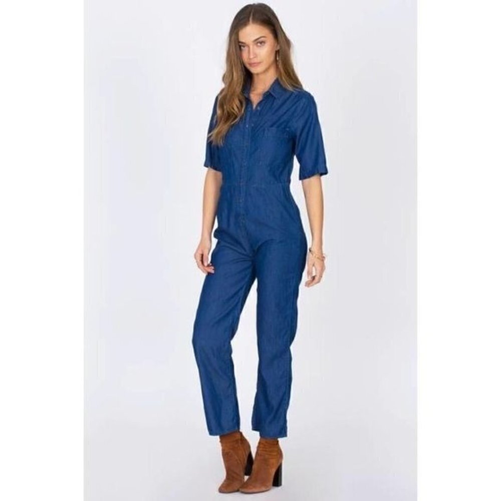 Amuse Society Jump For Love Short Sleeve Wide Leg Jumpsuit L‎